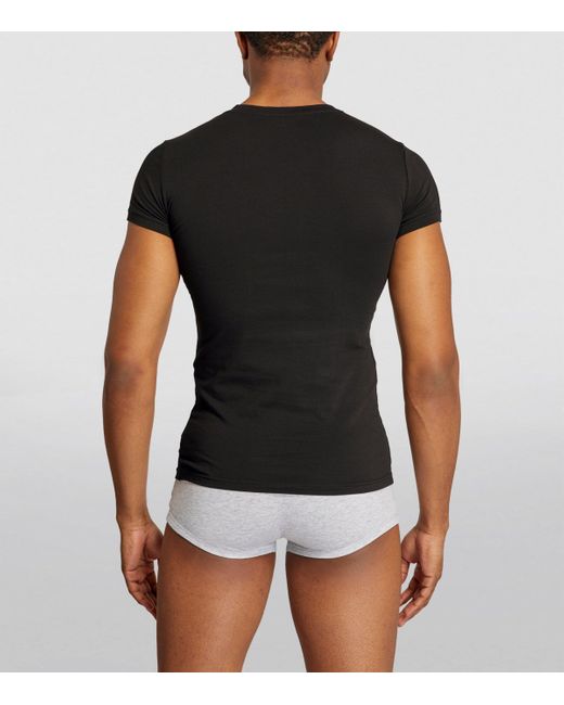 Emporio Armani Black V-Neck Cotton Eagle T-Shirt for men