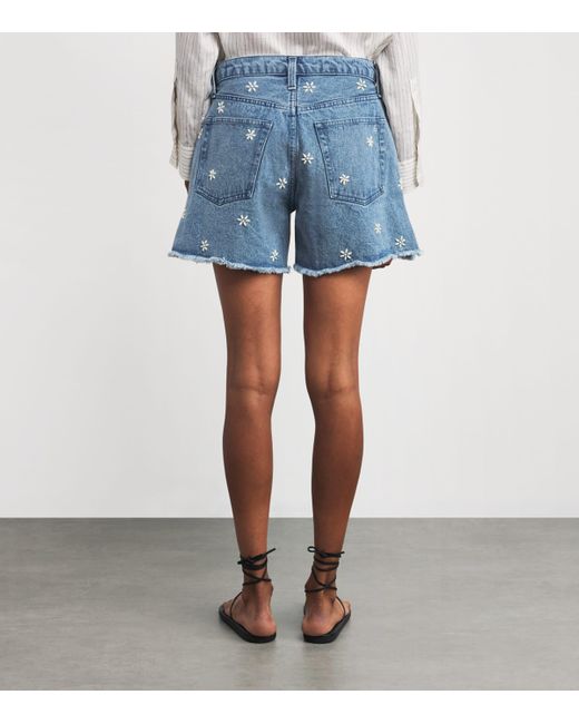 Rag & Bone Blue Denim Embellished Aspen Shorts