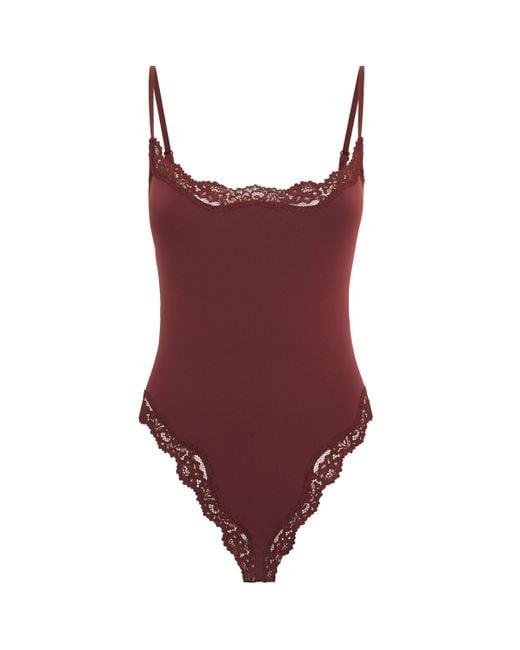 Skims Red Fits Everybody Lace-Trim Bodysuit
