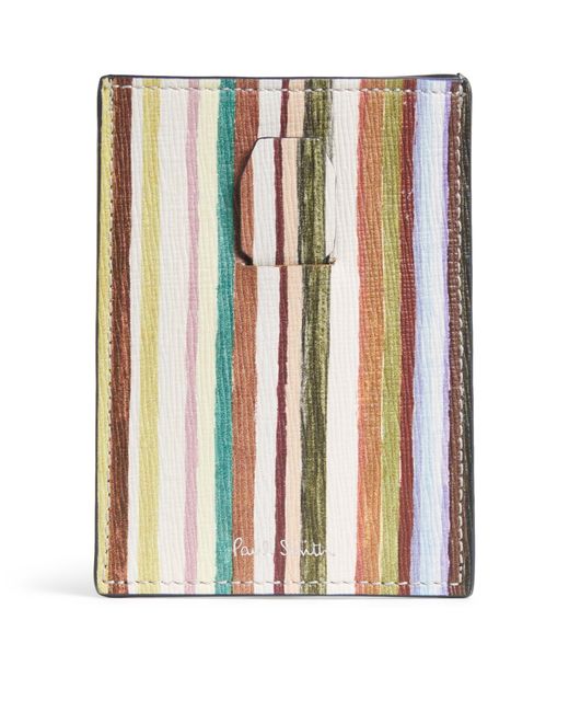 Paul Smith Multicolor Leather Painted Stripe Card Holder for men