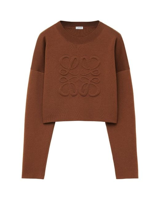 Loewe Brown Cropped Anagram Sweater