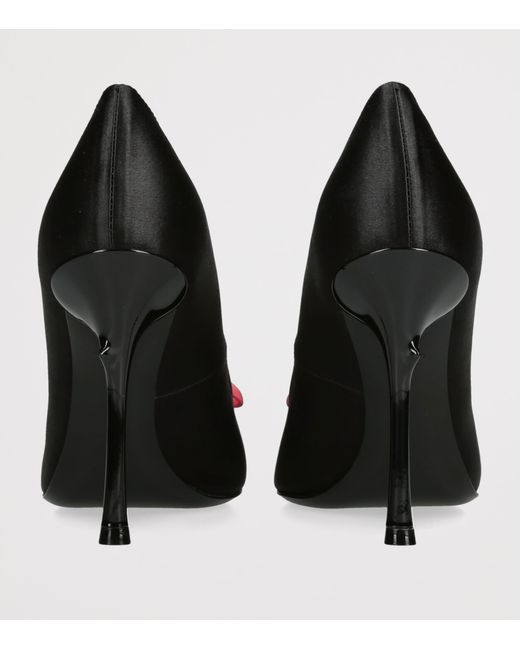 Roger Vivier Black Satin Rose Pumps 100