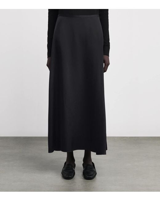 Theory Black Satin Midi Skirt