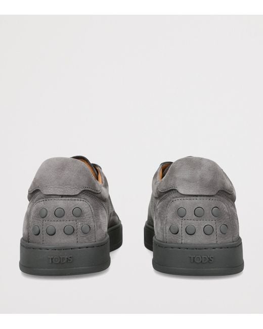 Tod's Gray Leather Elastic Cassetta Sneakers for men