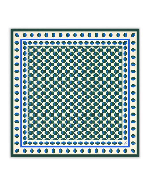 Weekend by Maxmara Green Silk Geometric Print Scarf