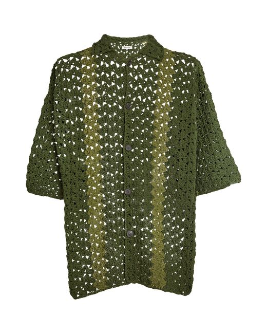 WOOD WOOD Green Cotton Crochet Shirt for men