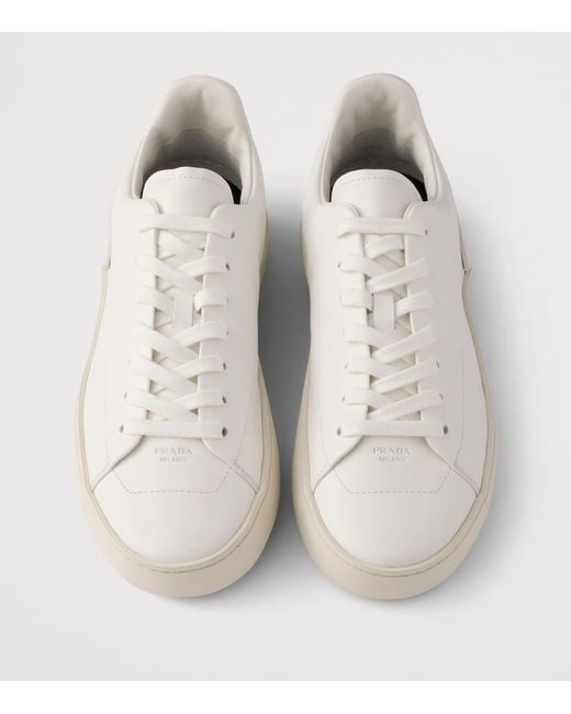 Prada White Leather Court Sneakers