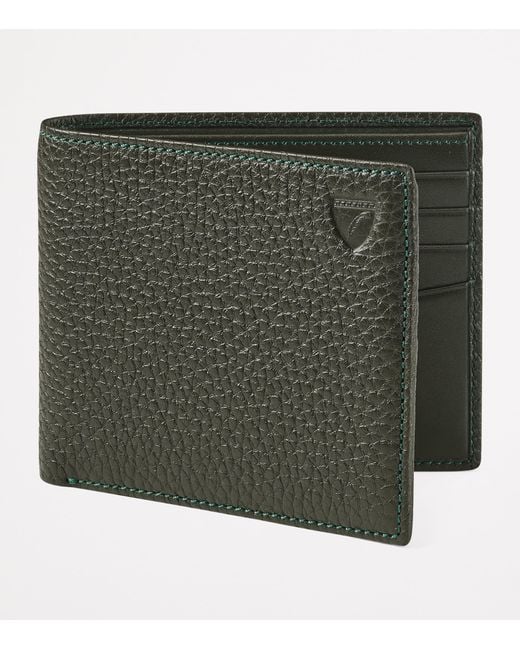 Aspinal Green Leather Bifold Wallet for men