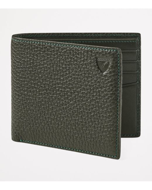 Aspinal Green Leather Bifold Wallet for men