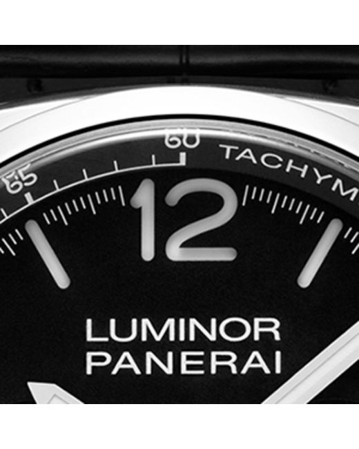 Panerai Black Stainless Steel Luminor Chronograph Watch 44mm for men