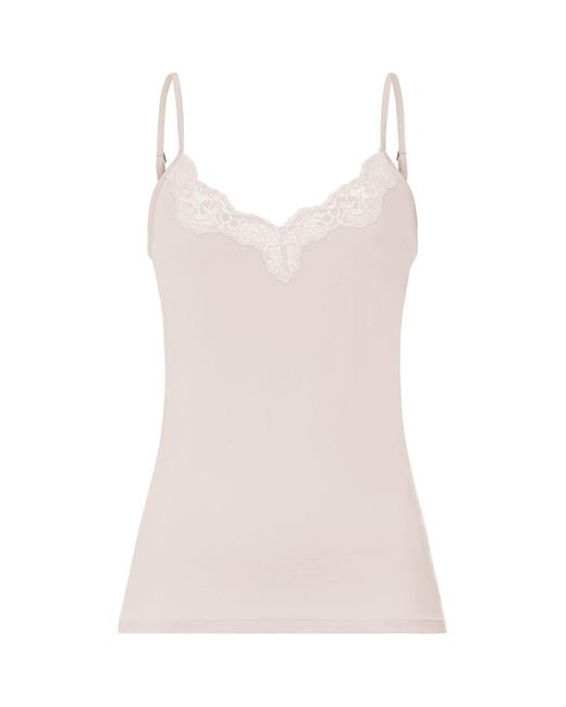 Hanro Pink Lace-Trim Dana Tank Top