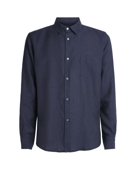 Derek Rose Blue Linen Monaco Shirt for men