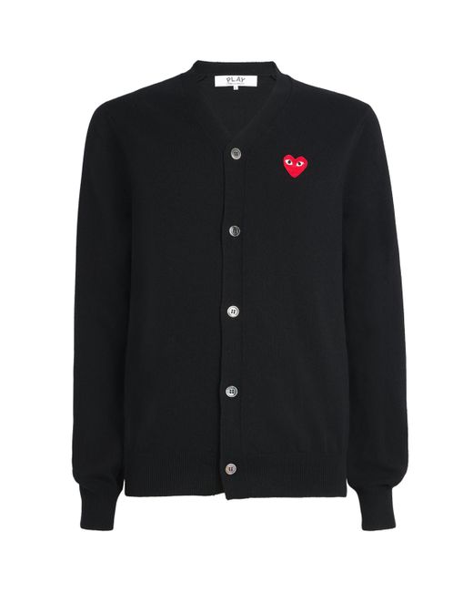 COMME DES GARÇONS PLAY Black Wool Heart Cardigan for men