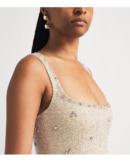 Clio Peppiatt White Embellished Pamela Midi Dress