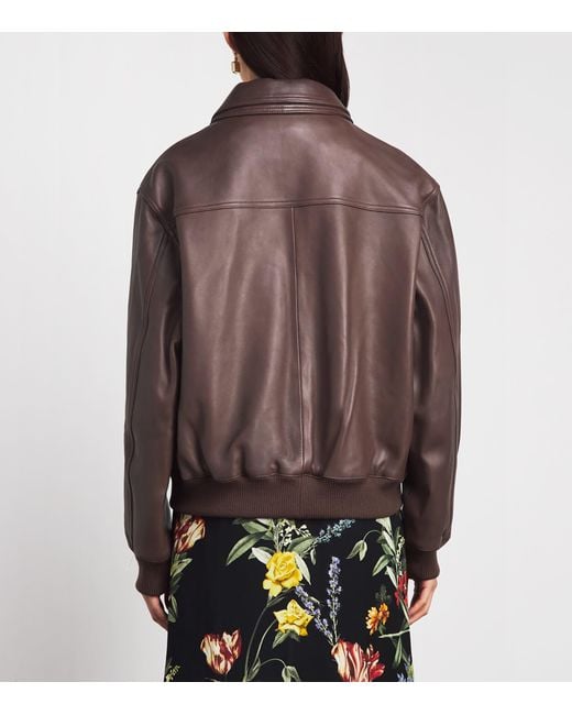 Alice + Olivia Brown Double-Layer Collins Leather Jacket