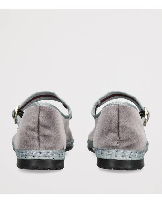 Flabelus White Velvet Sampson Mary Janes
