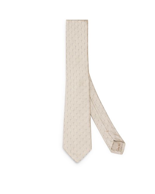 Emporio Armani White Silk Jacquard Tie for men