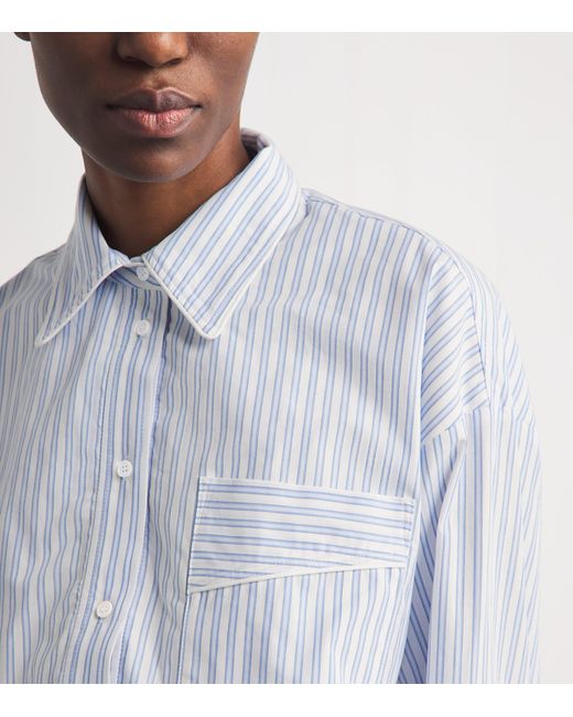 Sandro Blue Cotton Stripe Cropped Shirt