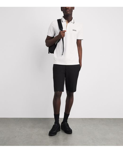 Boss White Cotton-Blend Paddy Polo Shirt for men