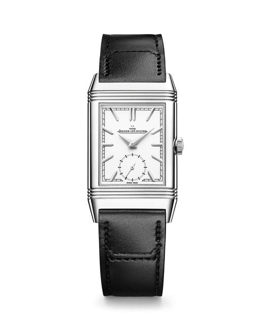 Jaeger-lecoultre Black Stainless Steel Reverso Tribute Small Seconds Watch