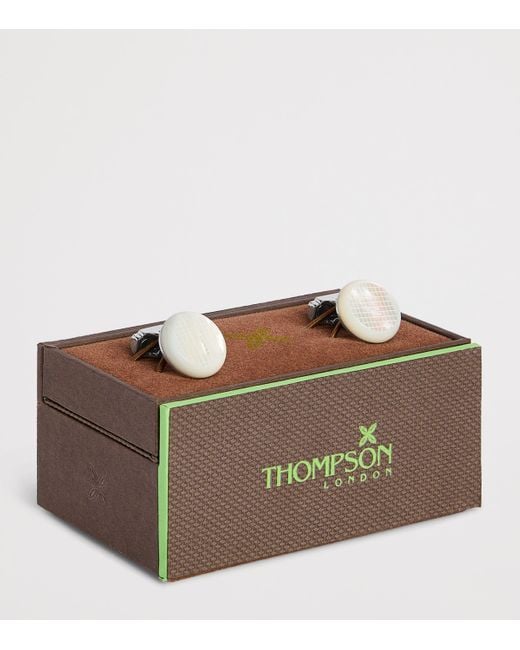 Tateossian White Bronze-Plated Woven Mother Of Pearl Cufflinks for men