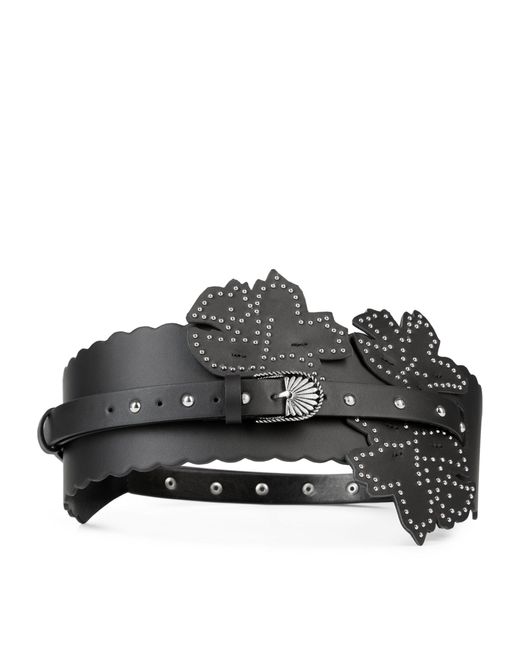 The Kooples Black Extra-wide Leather Belt