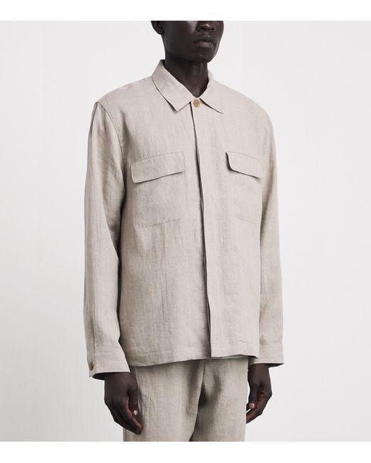 Sunspel Gray Linen Overshirt for men