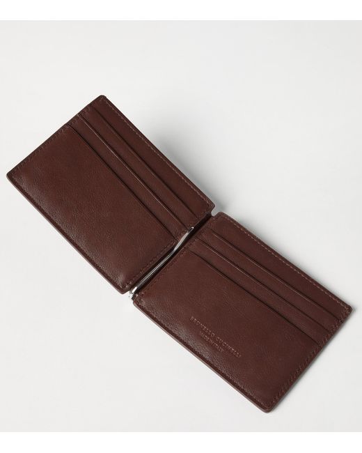 Brunello Cucinelli Purple Leather Money Clip Wallet for men