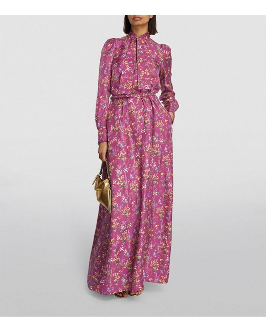 Max Mara Pink Silk Floral Maxi Dress