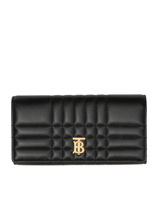 Burberry Quilted Leather Tb Monogram Continental Wallet in Black | Lyst