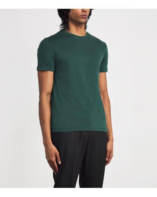 Isaia Green Silk-Cotton T-Shirt for men