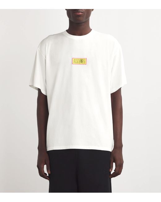 MM6 by Maison Martin Margiela White Cotton Numbers Logo T-Shirt for men