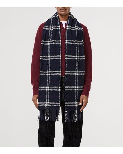 Burberry Blue Wool-Cashmere Check Scarf