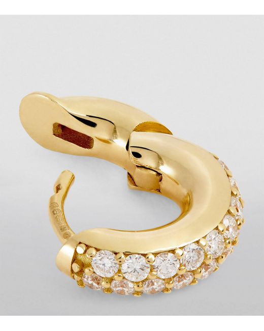 Spinelli Kilcollin Metallic Yellow Gold And Pavé White Diamond Mini Single Hoop Earring