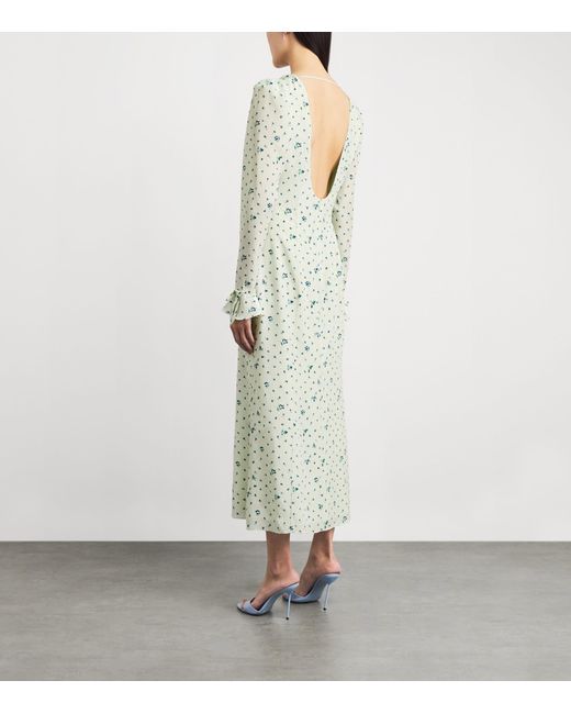 Alessandra Rich Green Silk Open-Back Maxi Dress