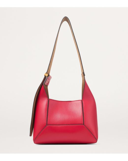 Jimmy Choo Red Leather Bag Finished With Stitched Panels