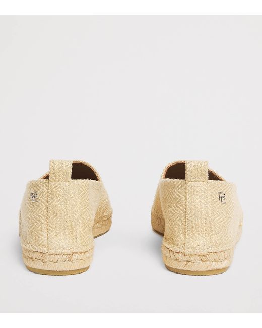 Ralph Lauren Natural Silk Herringbone Bosworth Flat Espadrilles