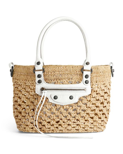 Balenciaga Metallic Small Raffia-Lambskin Le City Basket Bag