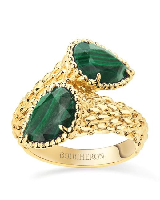 Boucheron Metallic And Malachite Serpent Bohème Two Motif Ring