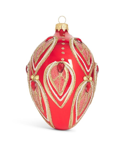Harrods Red Glittery Egg Bauble
