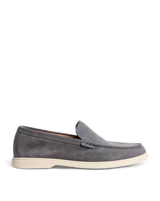 Boss Gray Suede Sienne Loafers for men