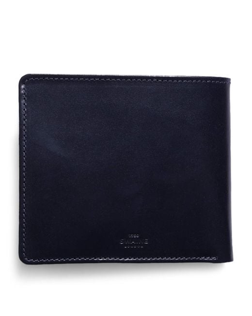 Swaine Blue Leather Bifold Wallet for men