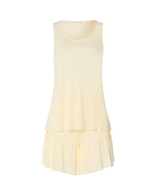 Hanro Natural Ruffle-Trim Isabella Pyjama Set