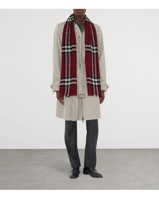 Burberry Red Wool Wide Check Scarf