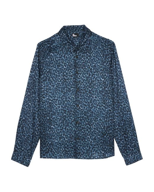 The Kooples Blue Leopard Print Shirt for men