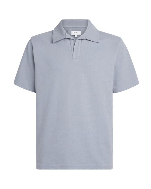 Wax London Blue Organic Cotton Atwood Polo Shirt for men