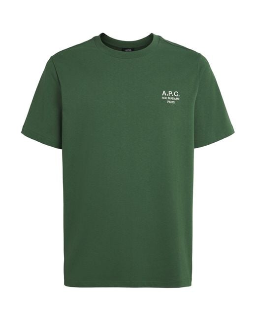 A.P.C. Green Organic Cotton Rue Madame Logo T-Shirt for men