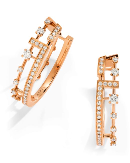 Marli New York White And Diamond Avenues Hoop Earrings