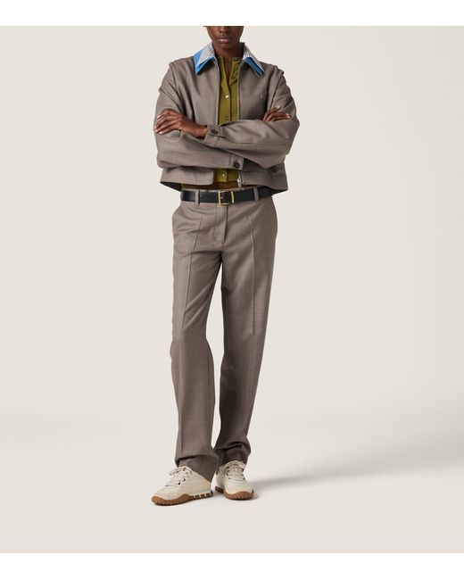 Miu Miu Green Cashmere Detachable-Collar Cardigan