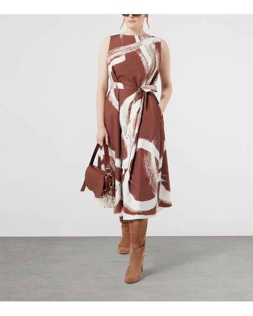 Marina Rinaldi Red Cotton Watercolour Midi Dress